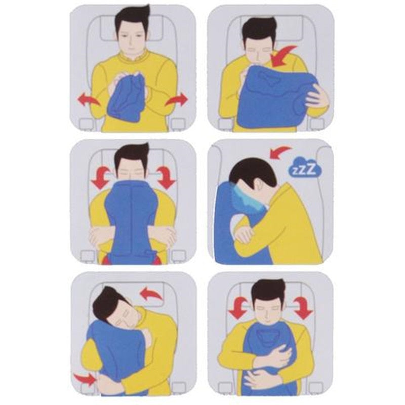 Almohada de viaje inflable inclinada hacia delante