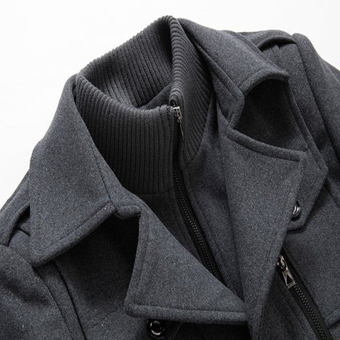 Men’s Layered Stand Collar Coat