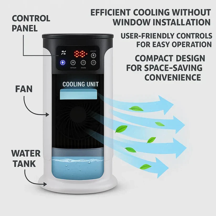 Portable Air Cooler with 5-in-1 Cooling and Mist Function