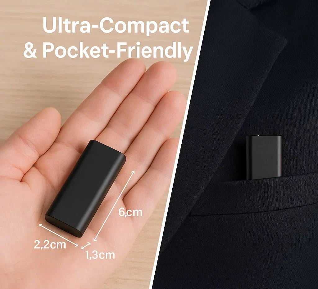 Ultracienki cyfrowy dyktafon z aktywacją głosem i pamięcią 16 GB