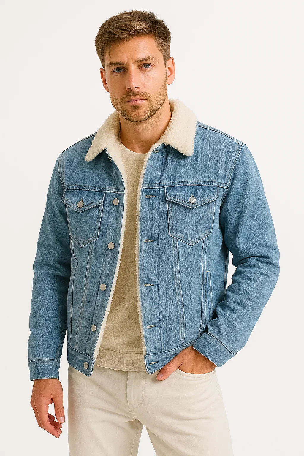 Men’s Sherpa Collar Denim Jacket