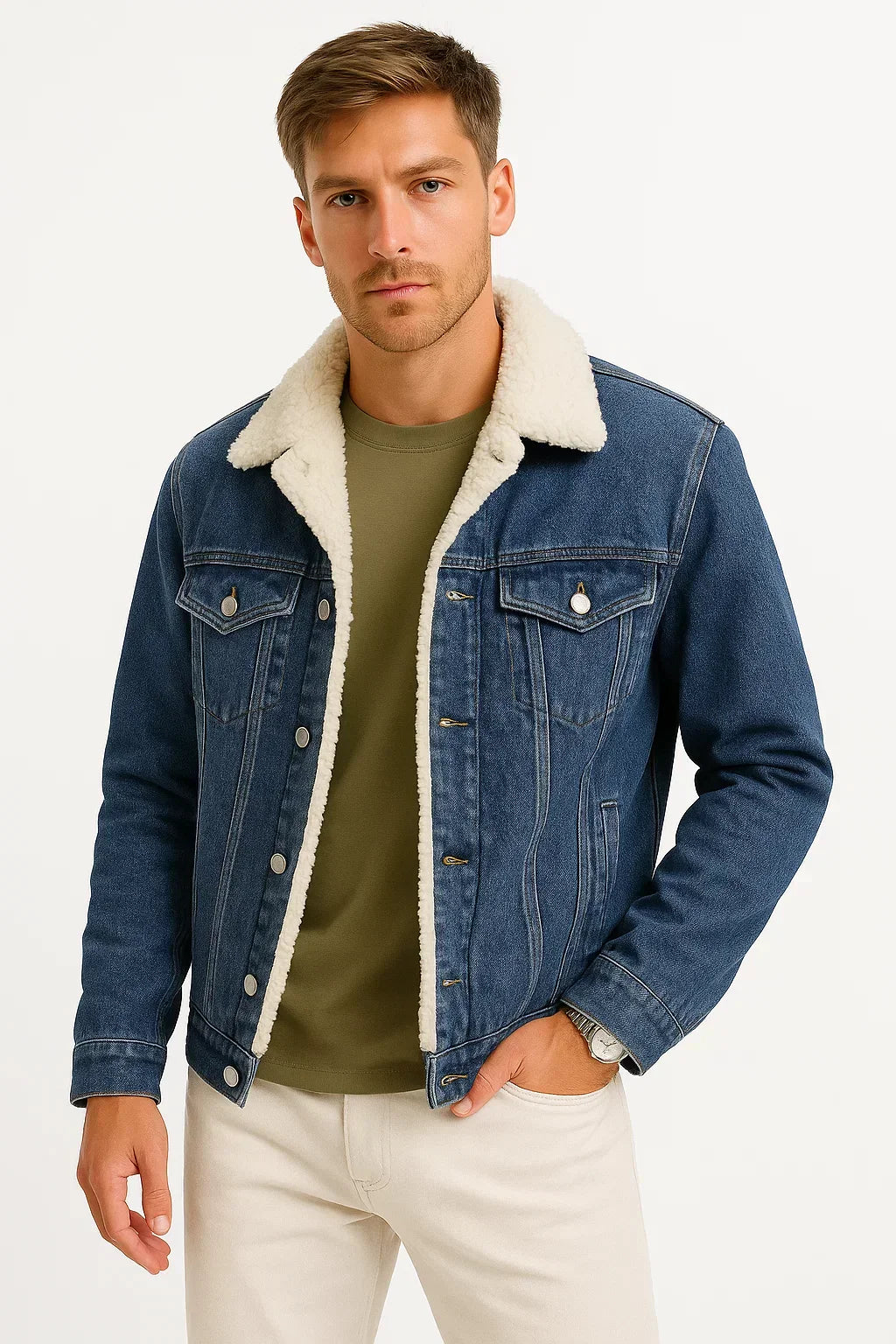 Men’s Sherpa Collar Denim Jacket