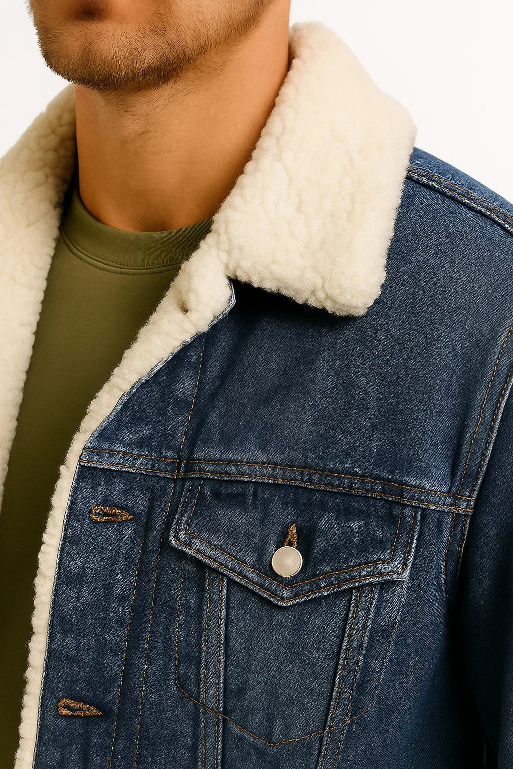 Men’s Sherpa Collar Denim Jacket