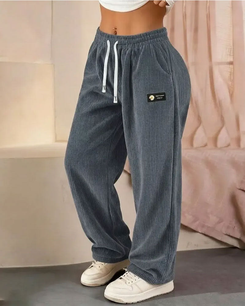 Women’s Corduroy Drawstring Wide Leg Pants
