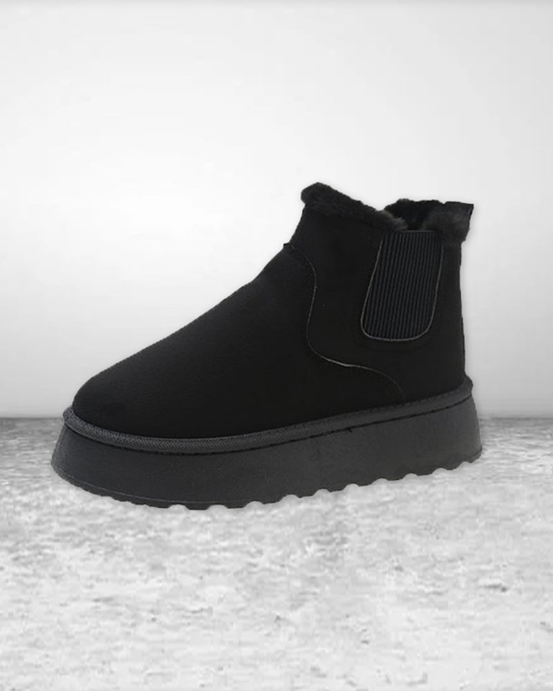 Stivaletti Chelsea da donna con platform e fodera in ecopelliccia