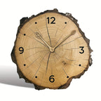 Reloj de pared rústico con forma de rodaja de árbol