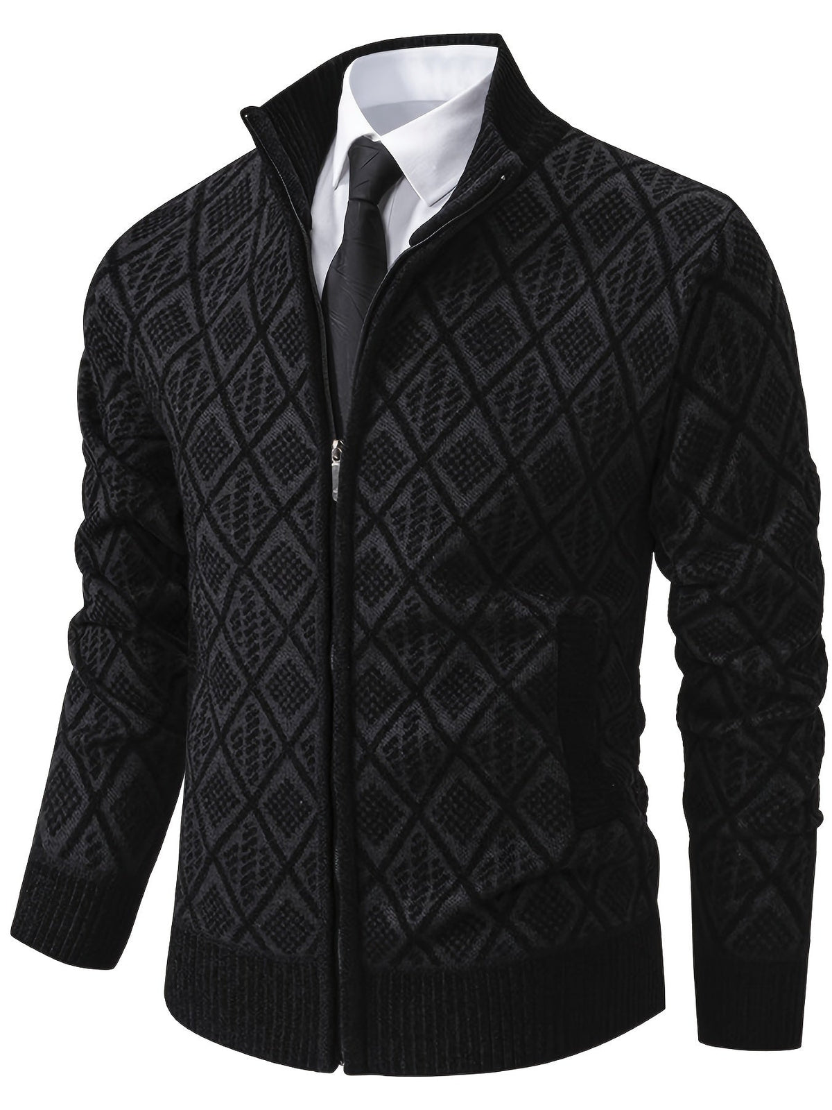 Men’s Geometric Zip-Up Cardigan