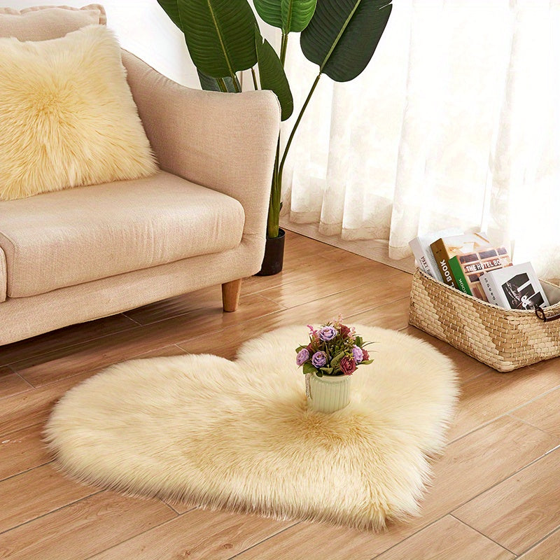 Heart Shaped Faux Fur Rug