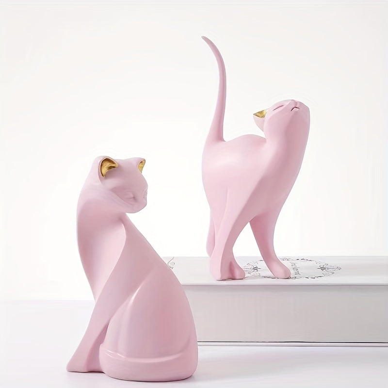 Figura decorativa minimalista de gato negro con la cola levantada