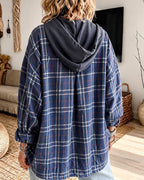 Women’s Plaid Panel Hooded Sweatshirt