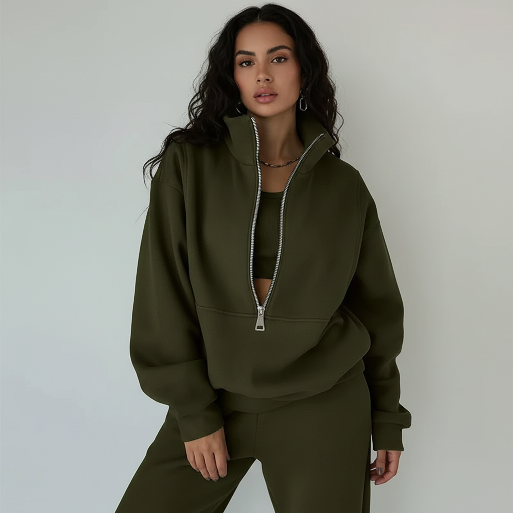 Women’s Quarter Zip High Collar Sweatshirt