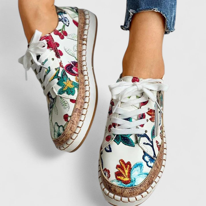 Women's Floral Platform Canvas Sneakers