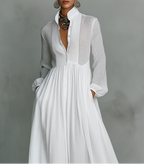 Vestido camisero largo para mujer con botones delanteros