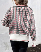 Women’s Geometric Pattern Button Cardigan