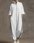 Dame Lynlås Foran Løs Jogger Jumpsuit