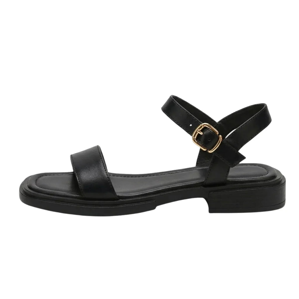Damen Minimalistische Flache Sandalen mit Knöchelriemen, offenem Zehenbereich und Schnallenverschluss