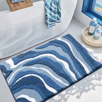 Tappeto da bagno in peluche assorbente con motivo ondulato