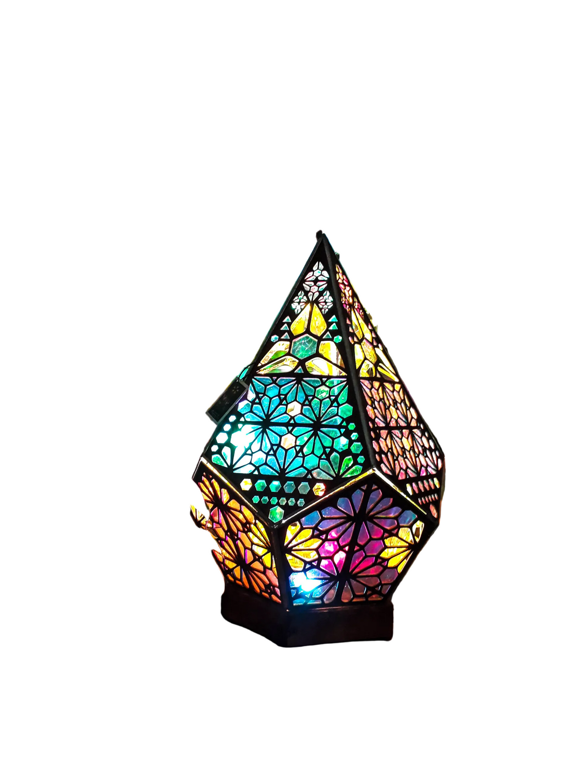Böhmisk mosaikbordslampa med LED-ljus