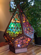 Böhmisk mosaikbordslampa med LED-ljus