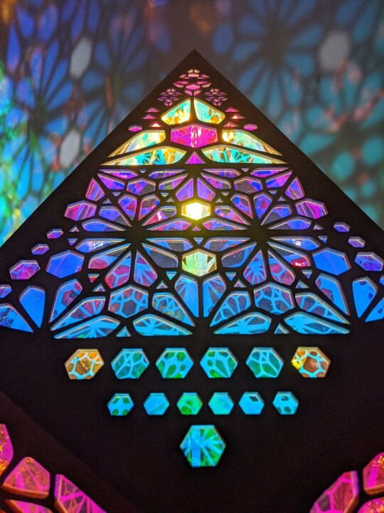 Böhmisk mosaikbordslampa med LED-ljus
