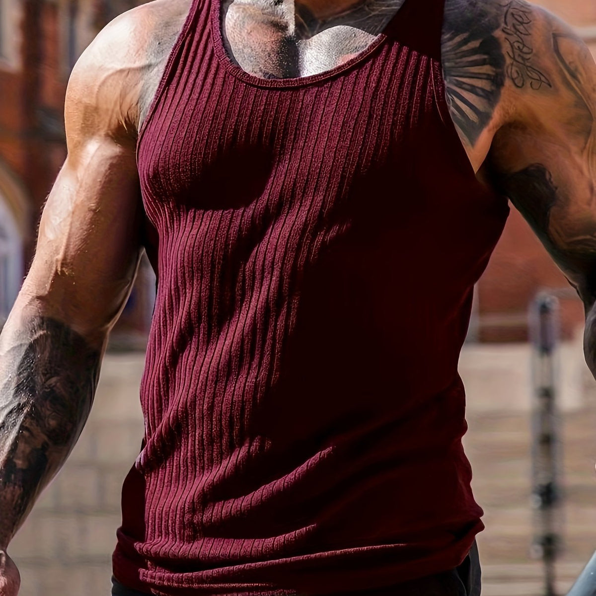 Men's Ribbed Tank Top with Stretch Fit for Everyday Wear