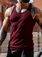 Herre ribstrikket tanktop med stretch pasform til hverdagsbrug
