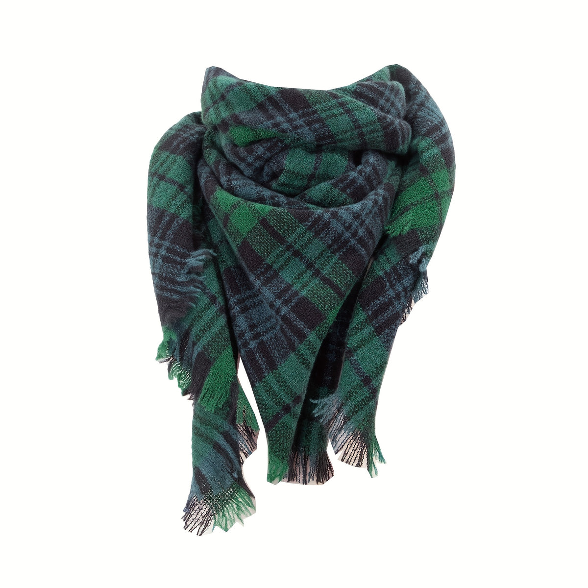 Plaid Fringed Blanket Scarf