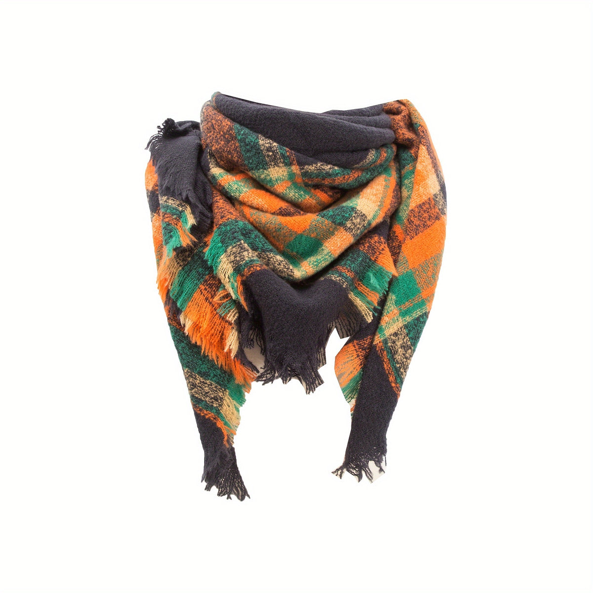 Plaid Fringed Blanket Scarf