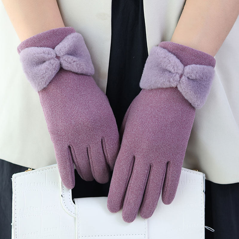Guantes suaves al tacto con puños de lazo de pelo sintético