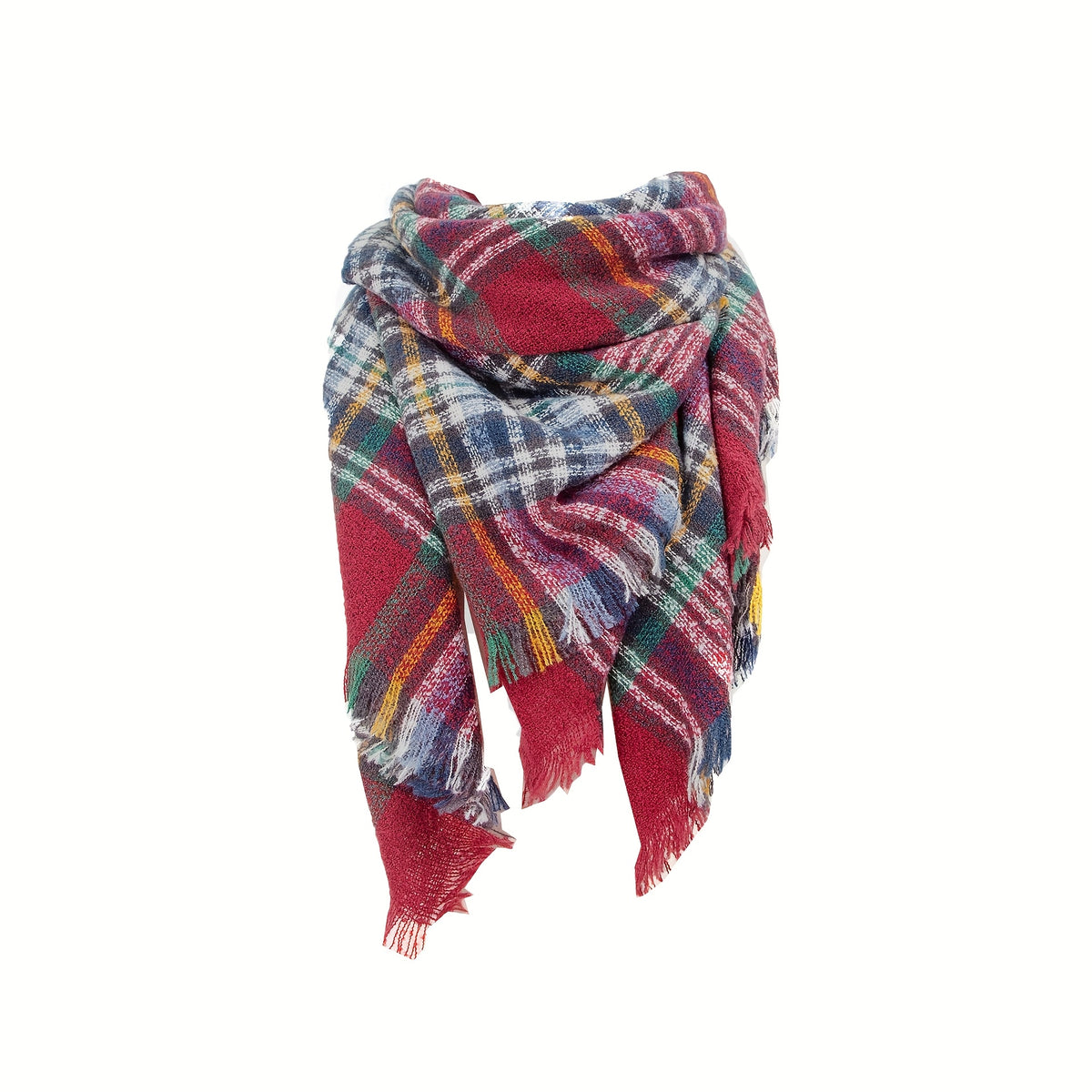 Plaid Fringed Blanket Scarf