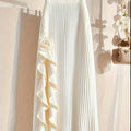 Women’s Pleated Maxi Skirt with Floral Ruffle Detail