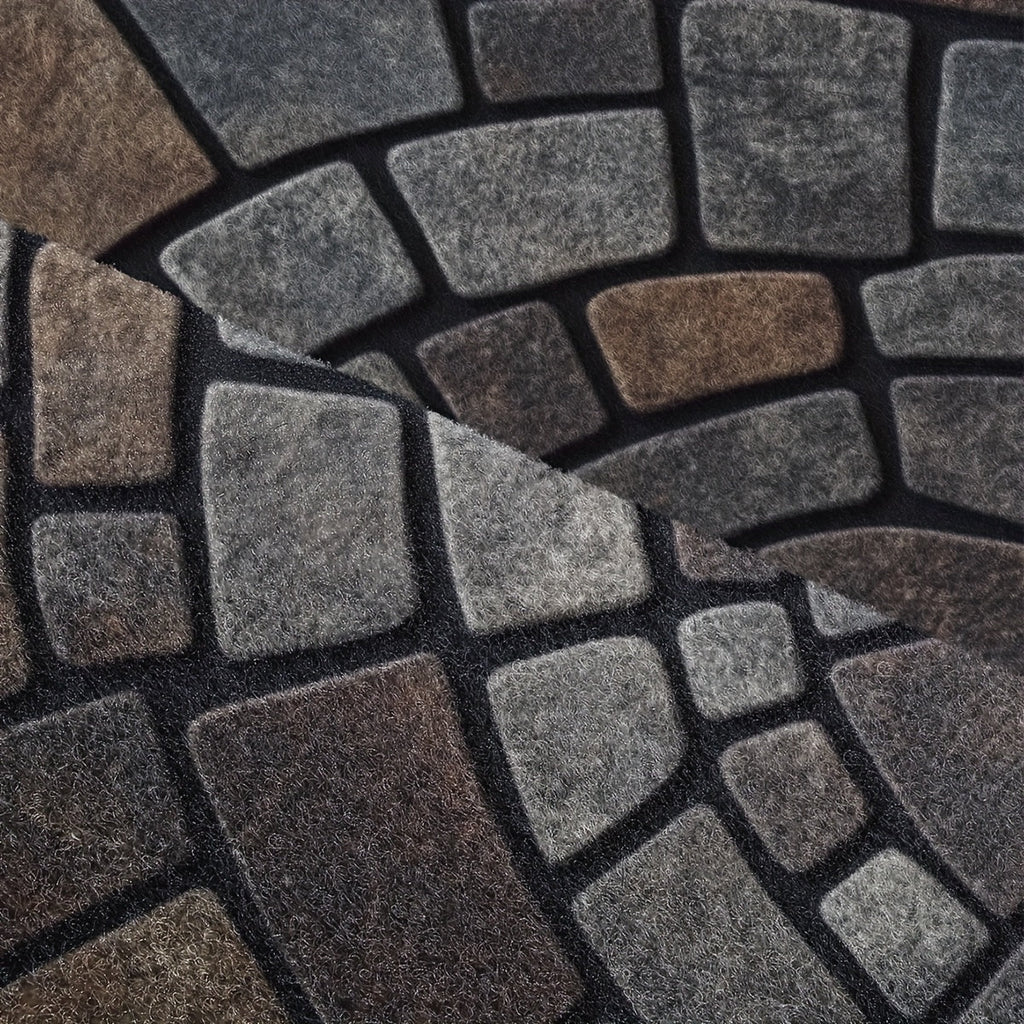 Halvcirkelformad dörrmatta med mosaikmönster och halkfri baksida