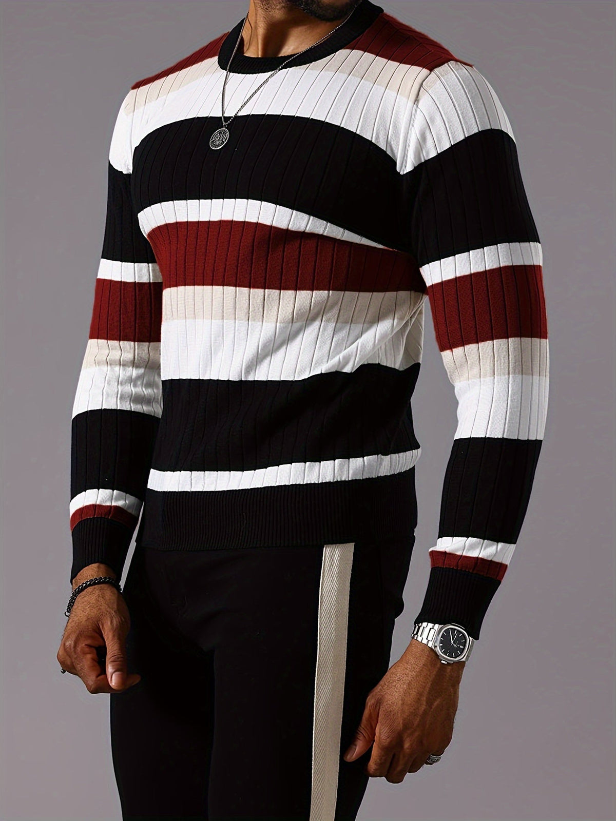 Men’s Ribbed Colour Block Sweater