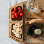 Table à vin portable en bambou avec porte-verres et porte-encas