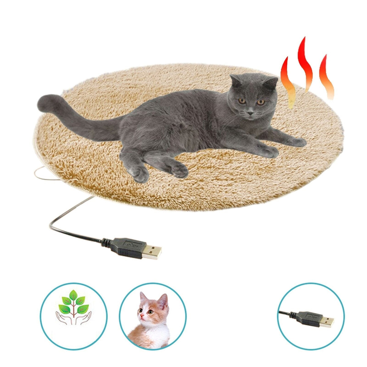 Round Plush Pet Heating Pad