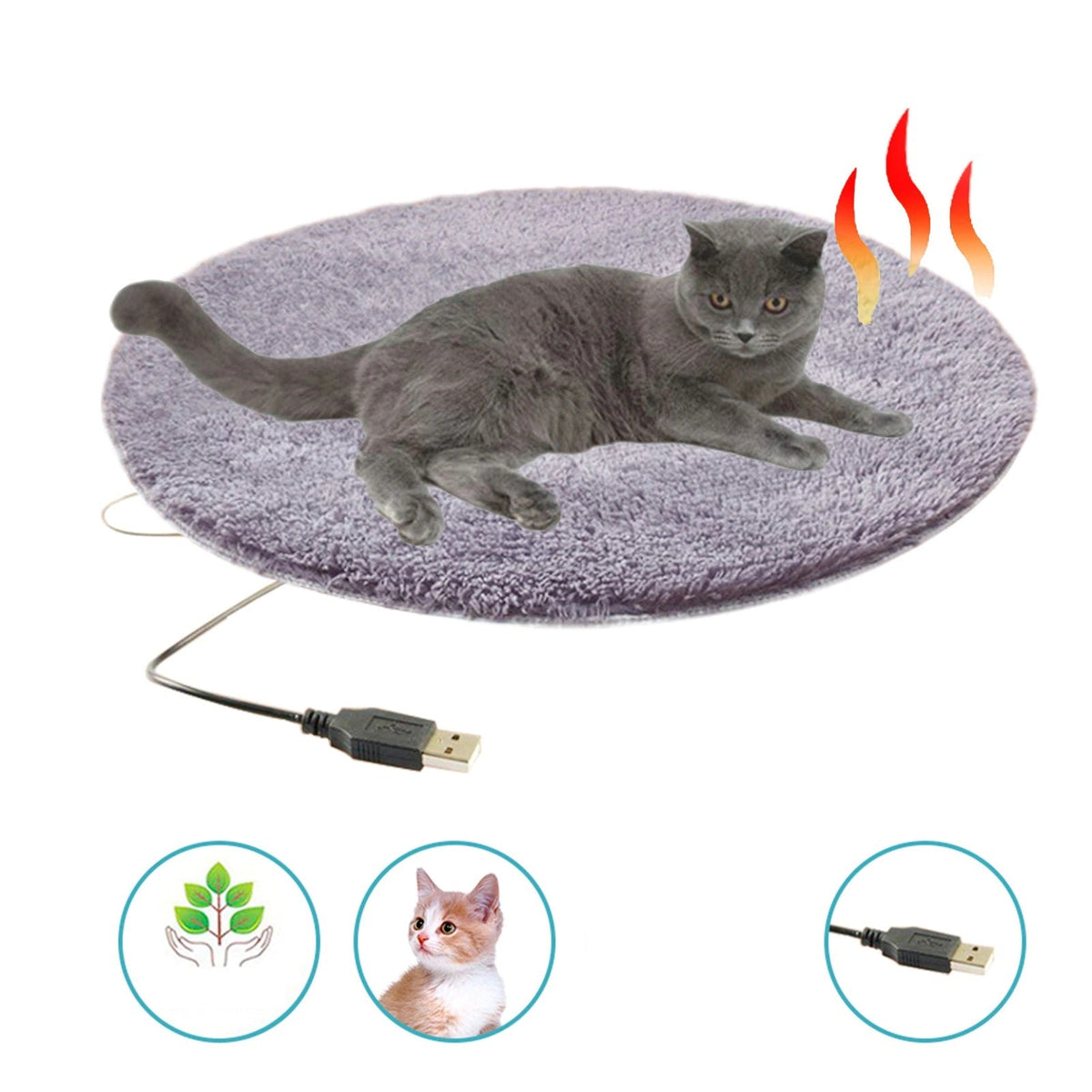 Round Plush Pet Heating Pad