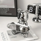 Escultura de bandeja decorativa con oso brillante