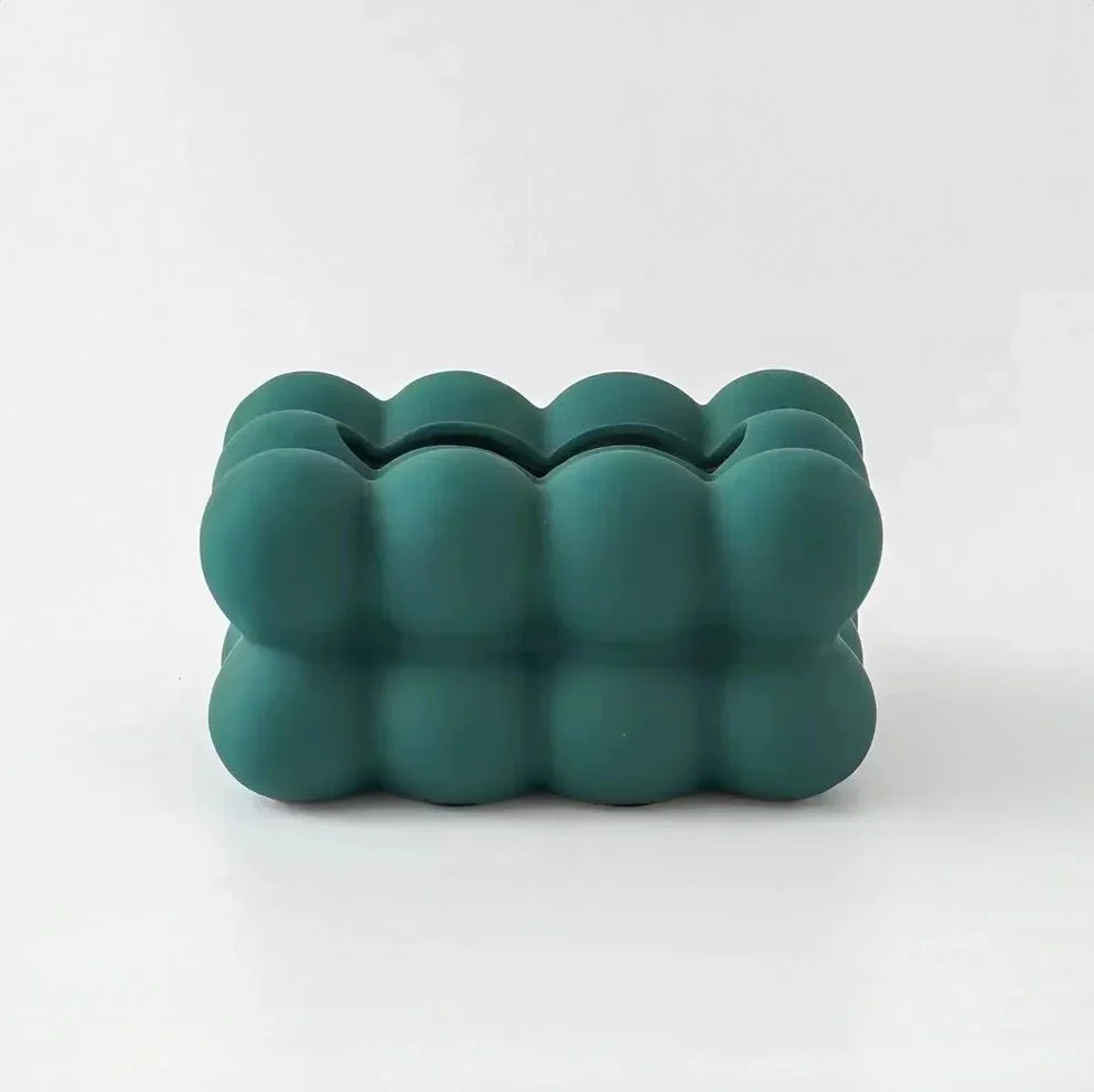 Portapañuelos con diseño de burbujas metálicas para interiores modernos