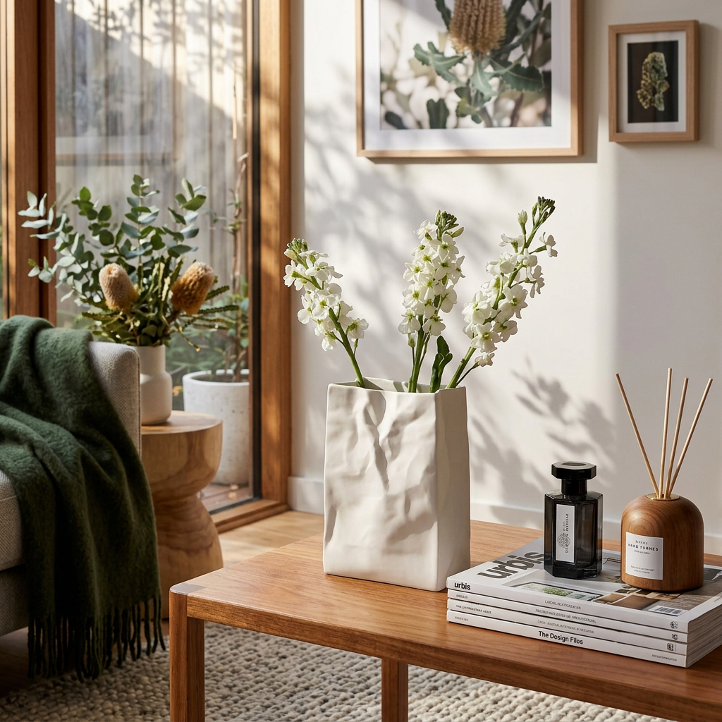 Vase en céramique au style papier froissé