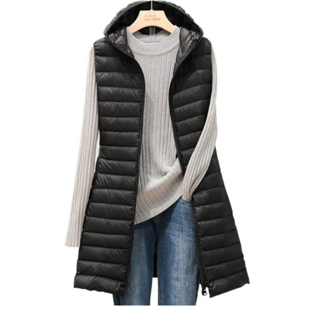 Women's Long Quilted Puffer Gilet