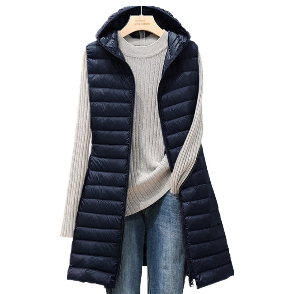 Women's Long Quilted Puffer Gilet