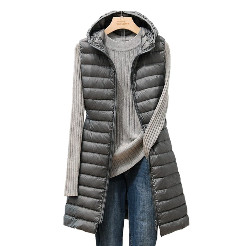 Women's Long Quilted Puffer Gilet