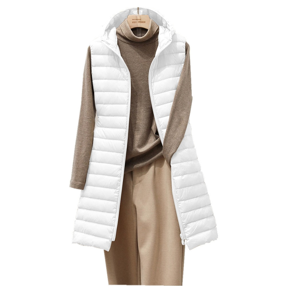 Women's Long Quilted Puffer Gilet