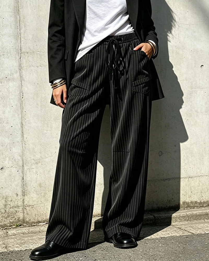 Women’s Corduroy Drawstring Wide Leg Cargo Pants