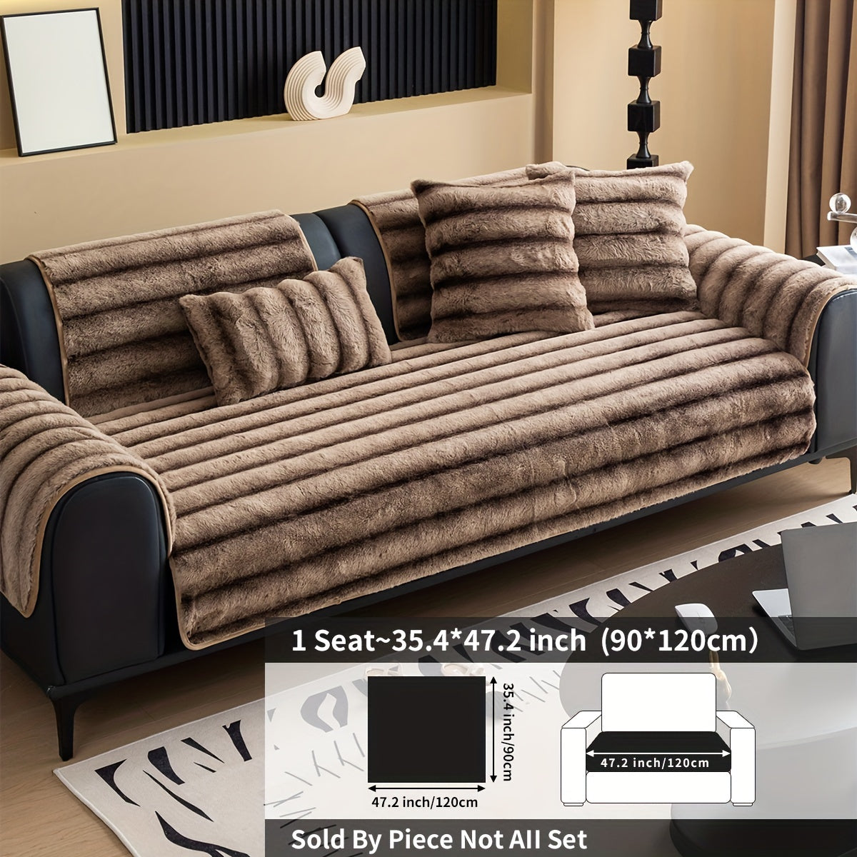 Plush Ribbed Sofa Cover