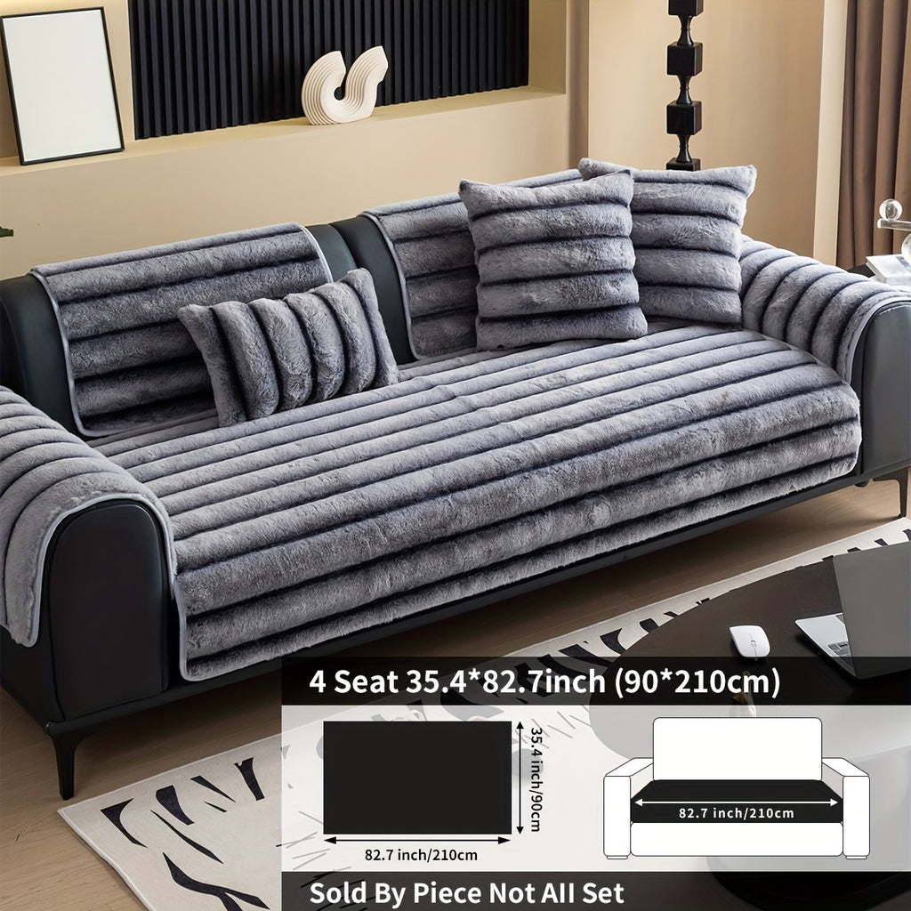 Plush Ribbed Sofa Cover