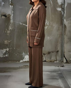 Women's Ribbed Button-Front Pants Set