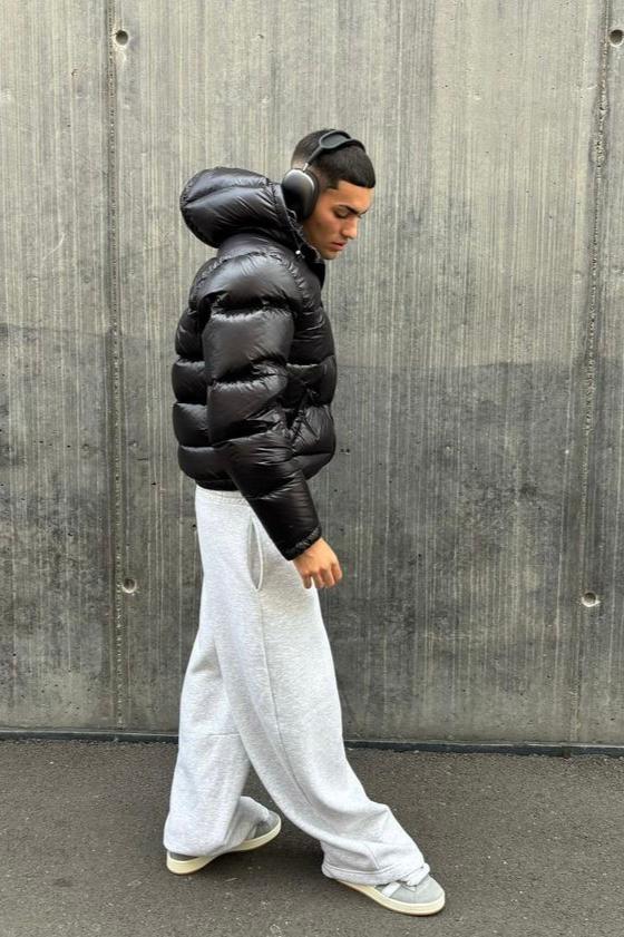 Men's Glossy Hooded Puffer Jacket