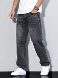 Men Relaxed Fit Jeans with Washed Denim Look and Comfortable Design