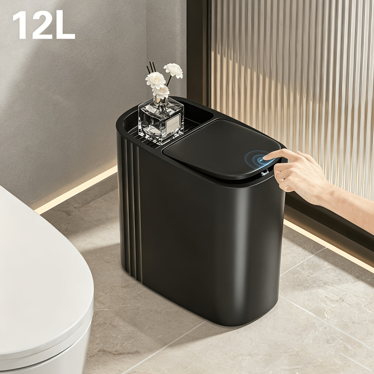 12L Touch Sensor Bathroom Bin